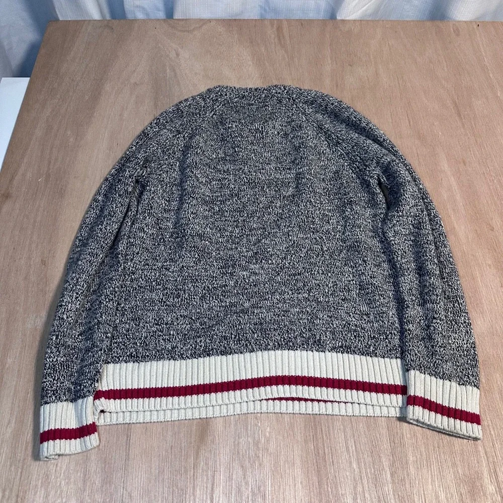 Roots Cabin Sweater Mens L G Crewneck Knit Cotton Acrylic Burgundy White - Picture 8 of 8